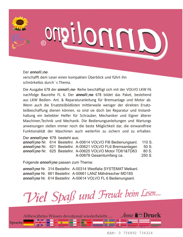 VOLVO LKW F6 nachfolge Baureihe FL 6 Typen 608-616 & Bremsen & Motor Typen TD 61/TD 63 Bild – Bedienungsanleitung & Reparaturanleitung - annoligno 678